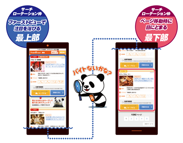 アクセス数の多い「検索一覧画面」でユーザー検索に合わせて2か所に特別表示!